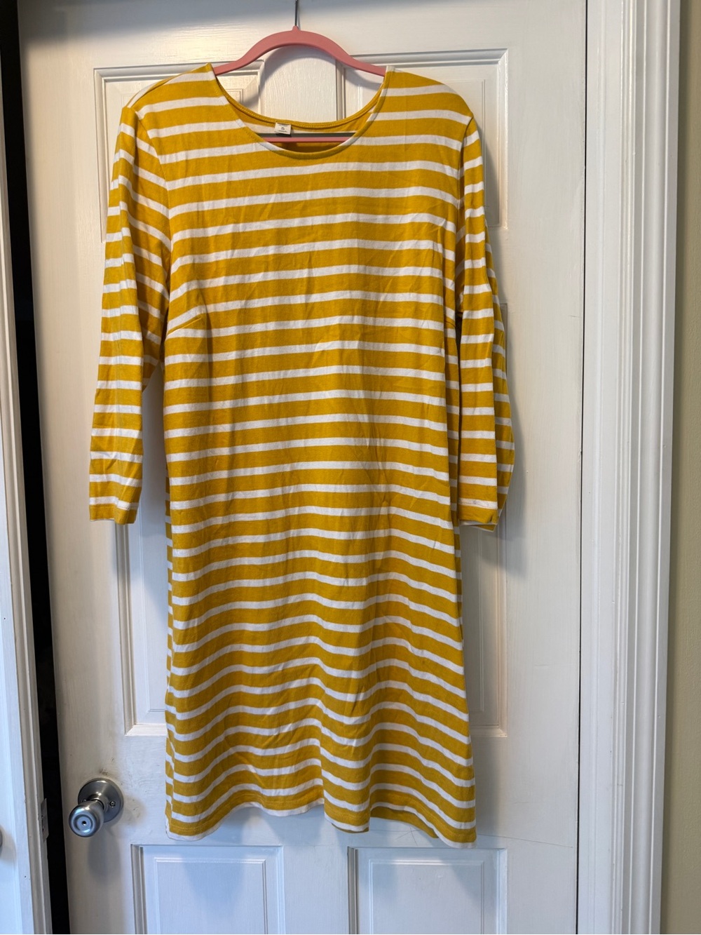 Striped Yellow & White Women's boatneck shirt Dress by old navy size XL